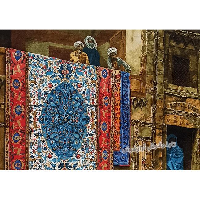 تابلو فرش دستباف طرح بازار فرش قاهره مصر از نمای نزدیک - 2