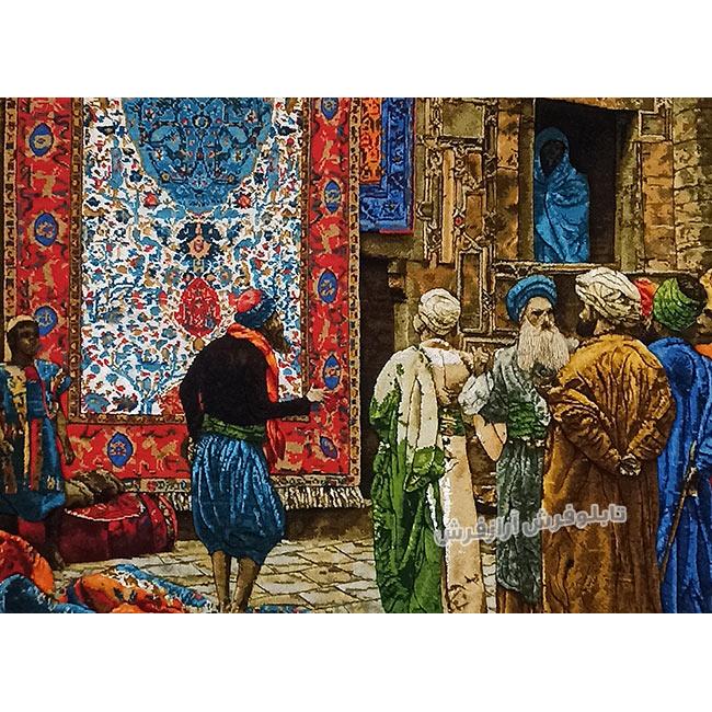 تابلو فرش دستباف طرح بازار فرش قاهره مصر از نمای نزدیک - 3