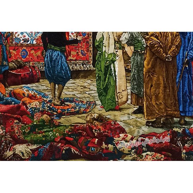 تابلو فرش دستباف طرح بازار فرش قاهره مصر از نمای نزدیک - 1