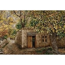 تابلو فرش دستباف طرح کوچه باغ قدیمی و زیبا از نمای نزدیک - 1