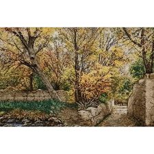 تابلو فرش دستباف طرح کوچه باغ قدیمی و زیبا از نمای نزدیک - 2