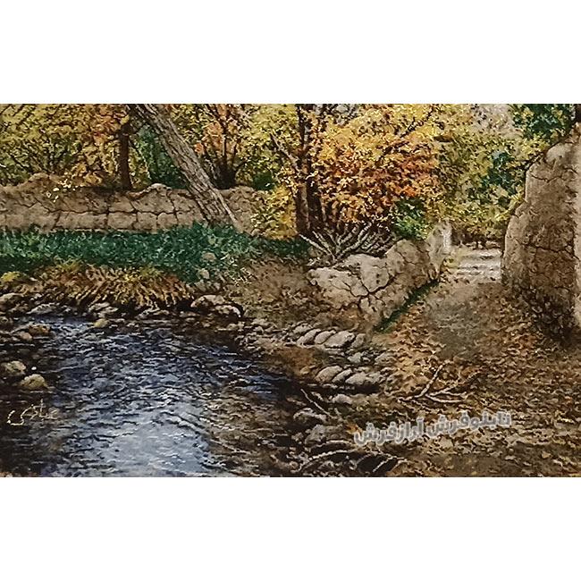 تابلو فرش دستباف طرح کوچه باغ قدیمی و زیبا از نمای نزدیک - 3